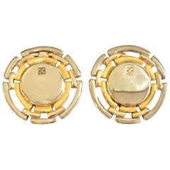 90'S Silver & Gold Vermeil "G" Logo Earrings By, Givenchy