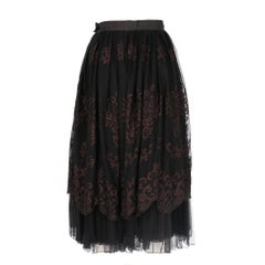 90s Sportmax black midi skirt with burgundy lurex embroidery