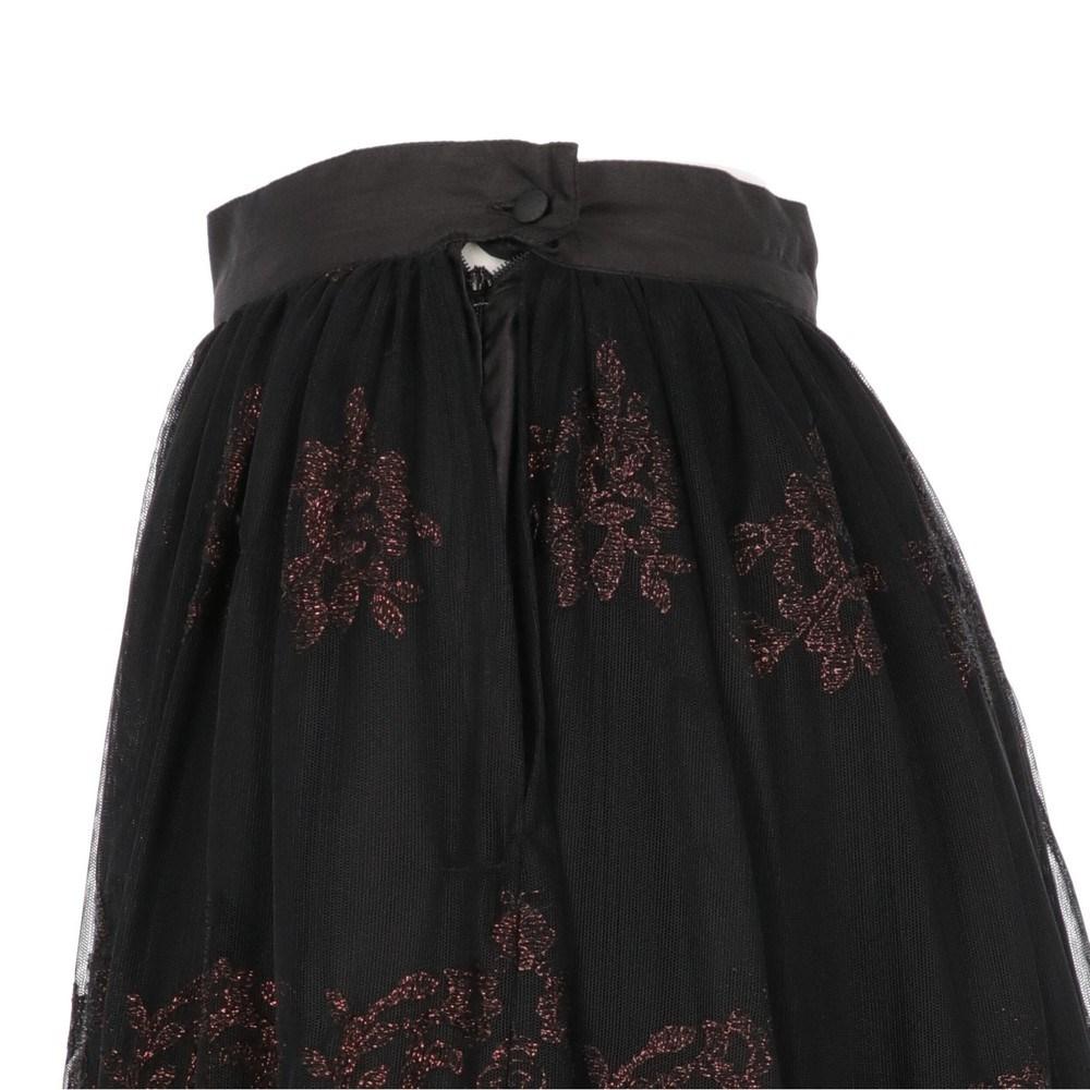 90s Sportmax black midi skirt with burgundy lurex embroidery In Excellent Condition In Lugo (RA), IT