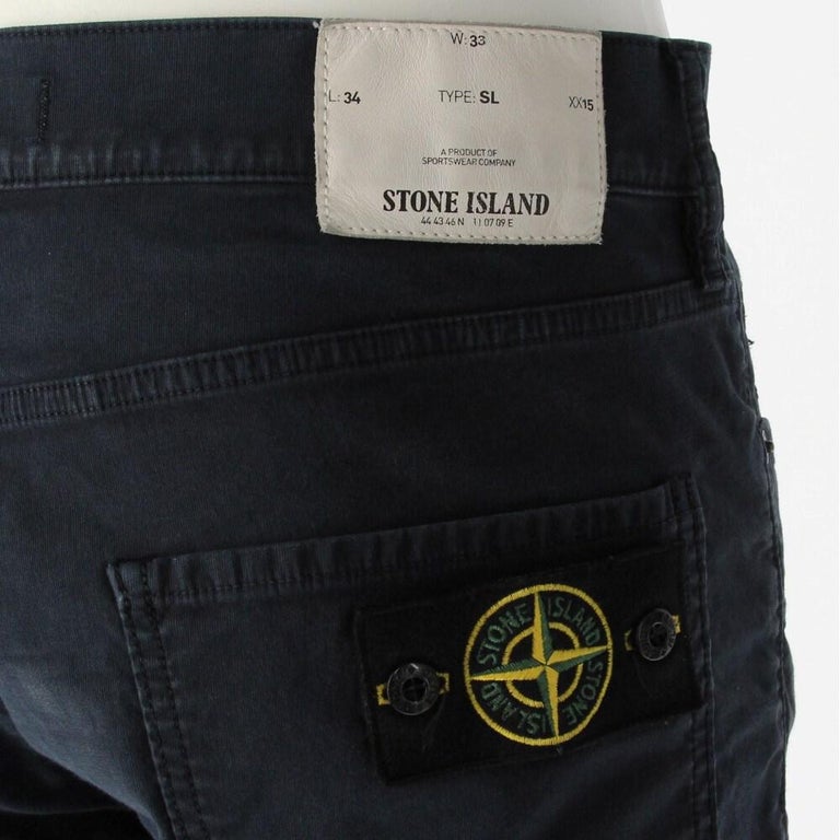 90s Stone Island blue cotton straight trousers at 1stDibs