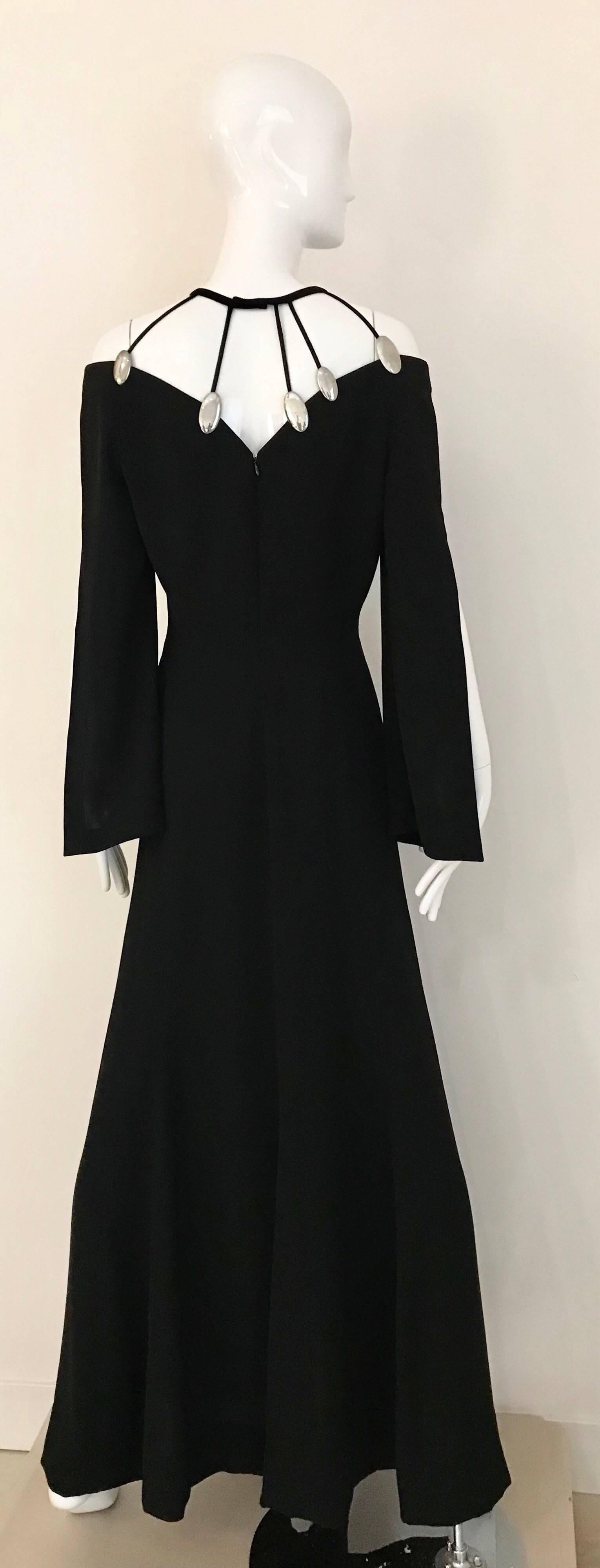 90s Thierry Mugler Black Cut Out Maxi Gown In Excellent Condition In Beverly Hills, CA