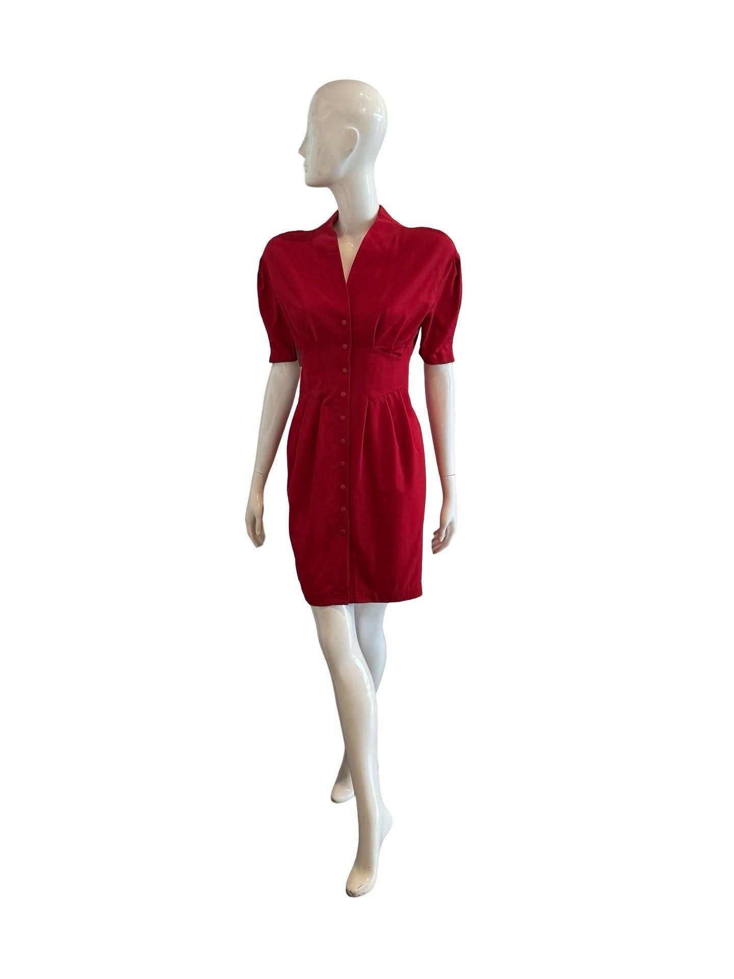 90s Thierry Mugler Open Heart Back Red Dress For Sale 1