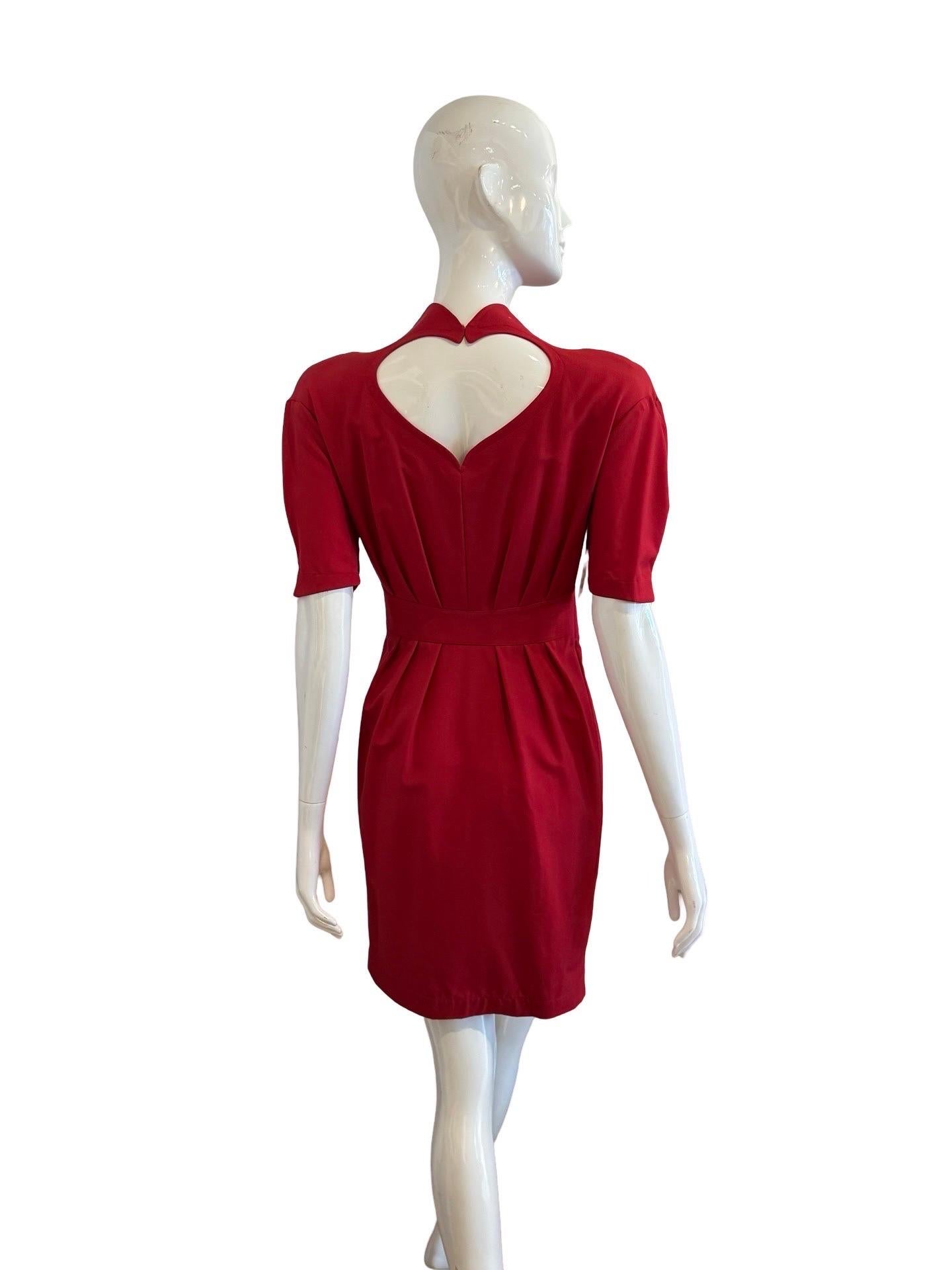 90s Thierry Mugler Open Heart Back Red Dress For Sale 2
