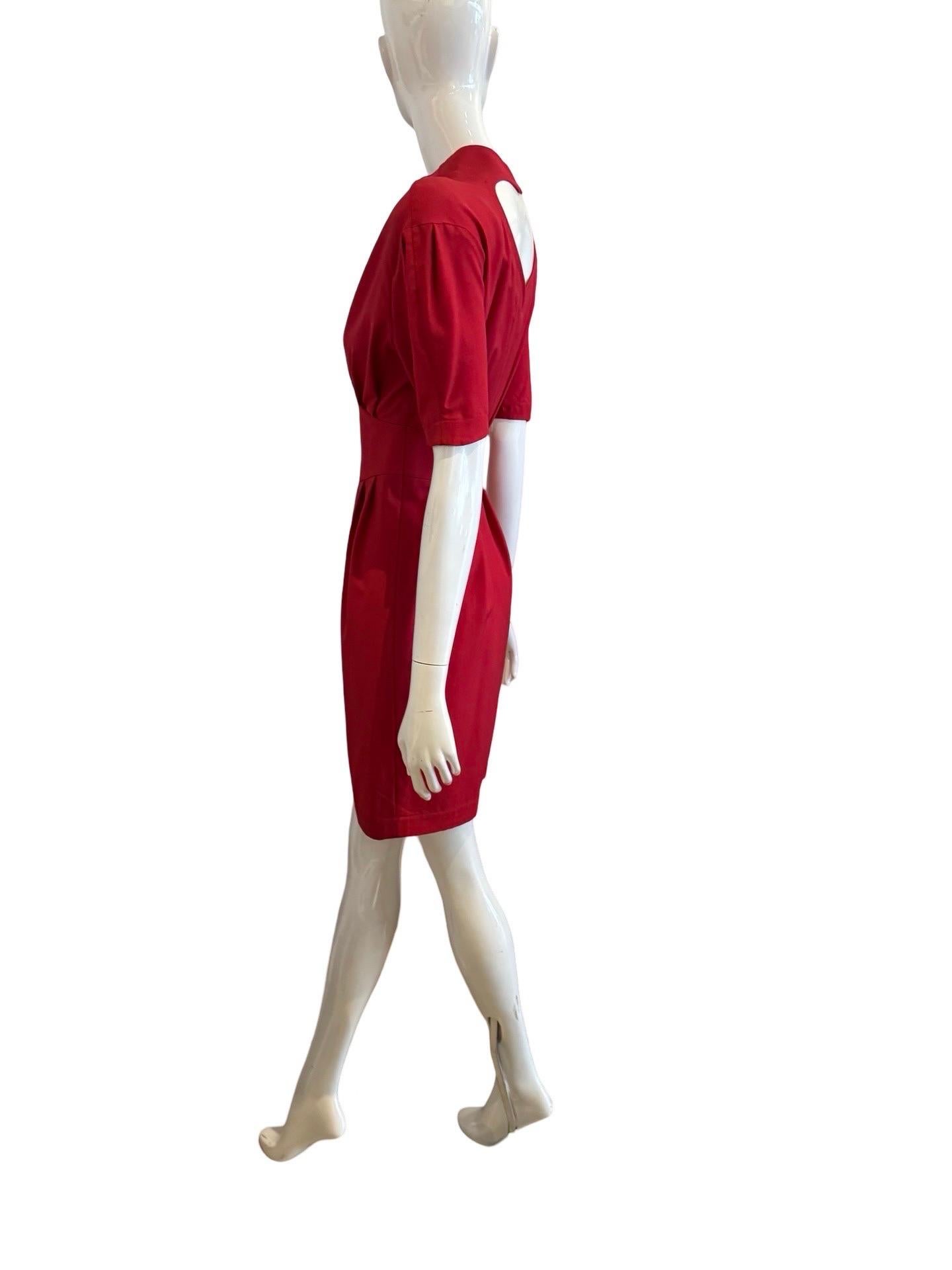 90s Thierry Mugler Open Heart Back Red Dress For Sale 3