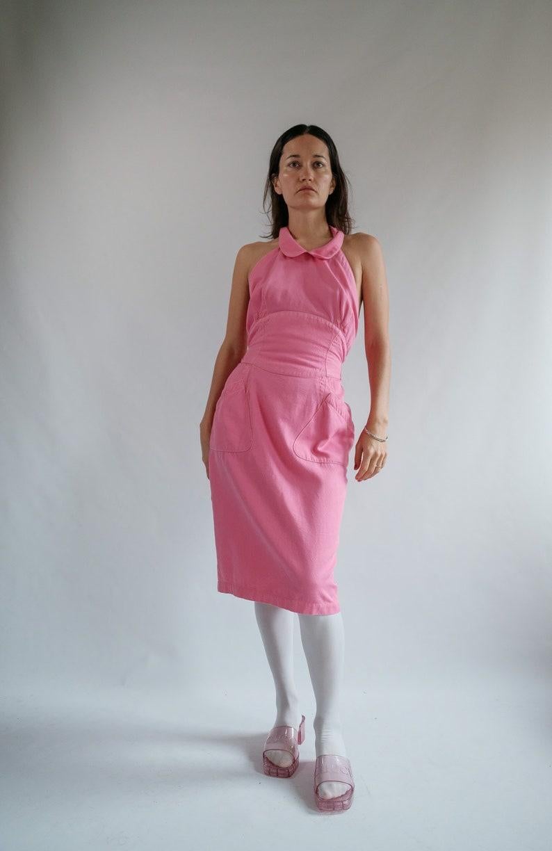 Women's or Men's 90s Thierry Mugler Paris Pink Denim Dress