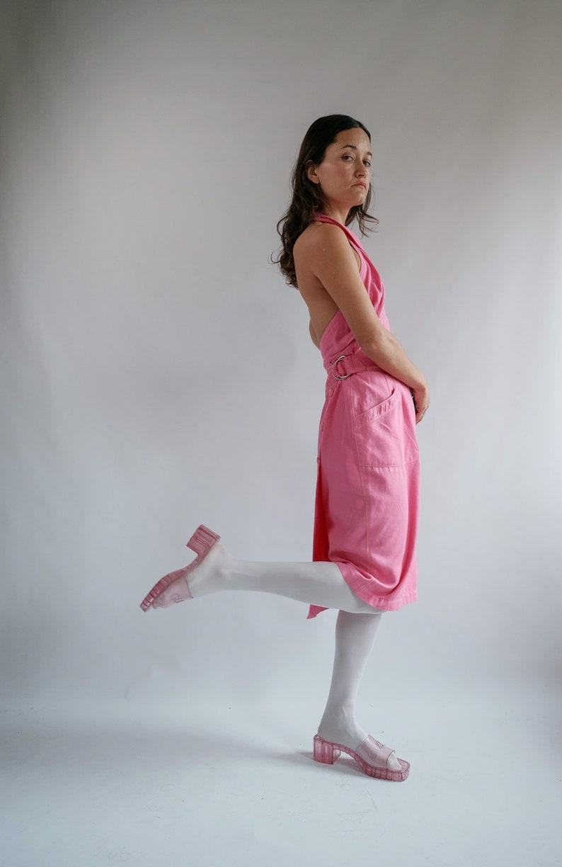 90s Thierry Mugler Paris Pink Denim Dress 3
