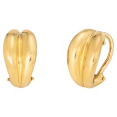 90s Tiffany & Co Small Shrimp Earrings Vintage 18k Yellow Gold Signed Huggies