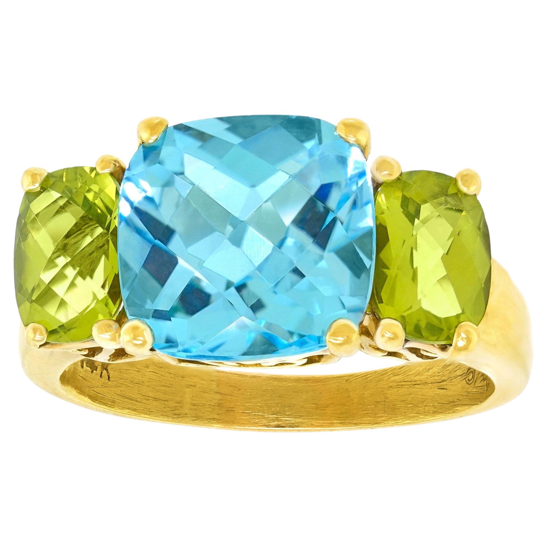 Anello con topazio e peridoto degli anni '90
