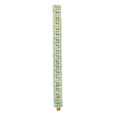 90's Turquoise and Diamond Bracelet, with Round Diamond and Turquoise, 18K Gold