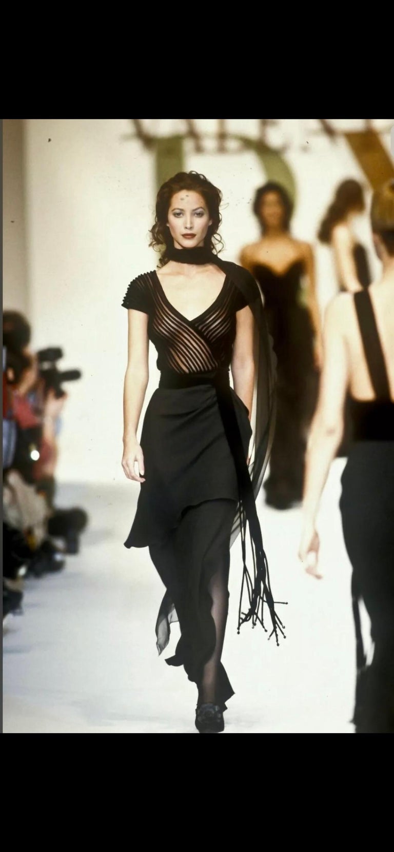 90s VALENTINO RUNWAY Black Silk Gown For Sale 4