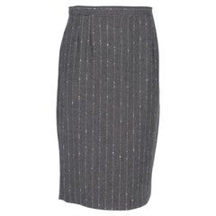 90s Valentino Vintage gray wool skirt with white pinstripe pattern