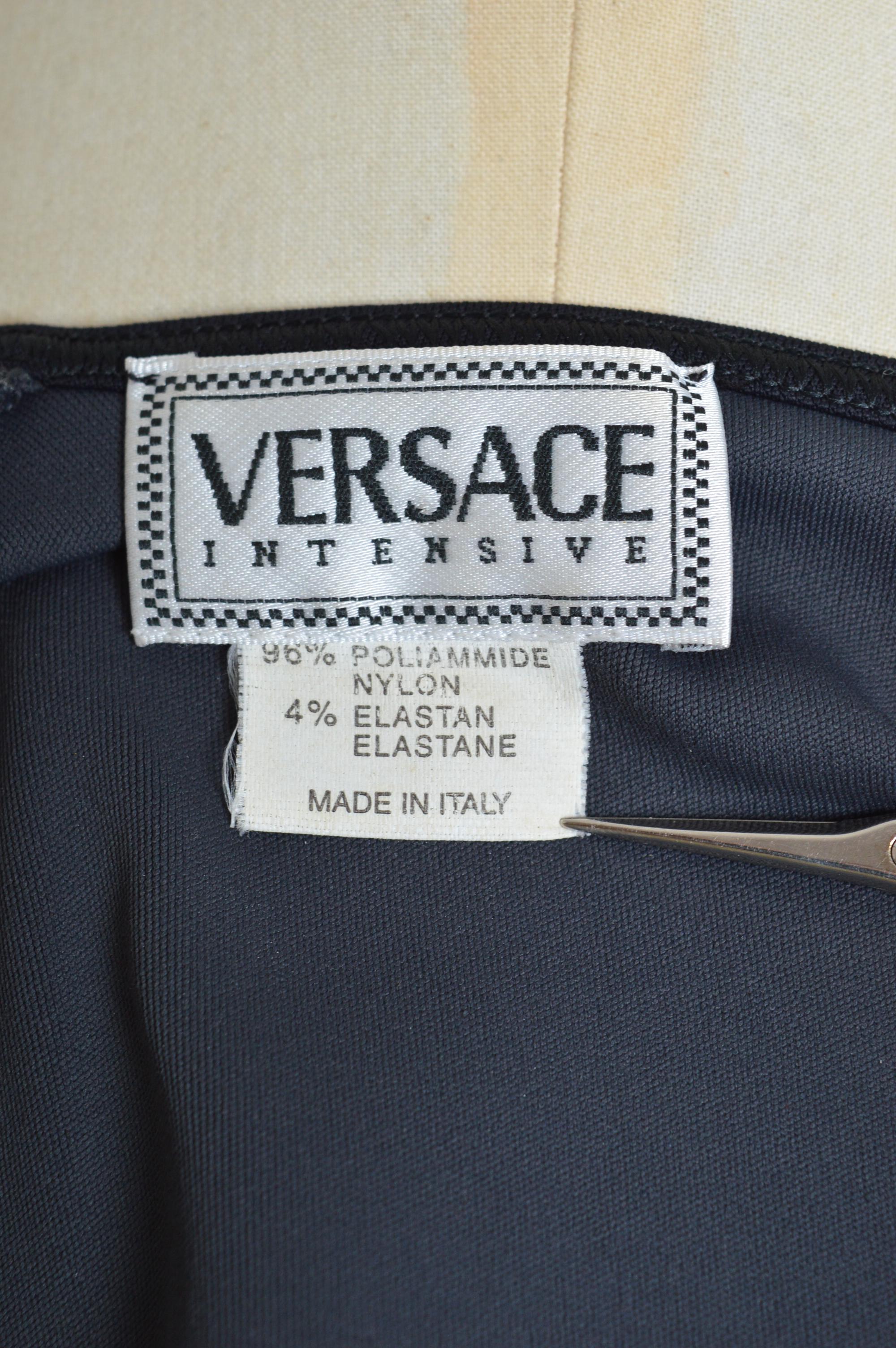 90's VERSACE Intensive Charcoal Grey Medusa Fitted Top & Mini Skirt - Twin Set 4
