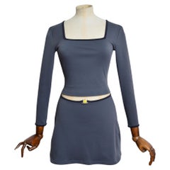 90's VERSACE Intensive Charcoal Grey Medusa Fitted Top & Mini Skirt - Twin Set