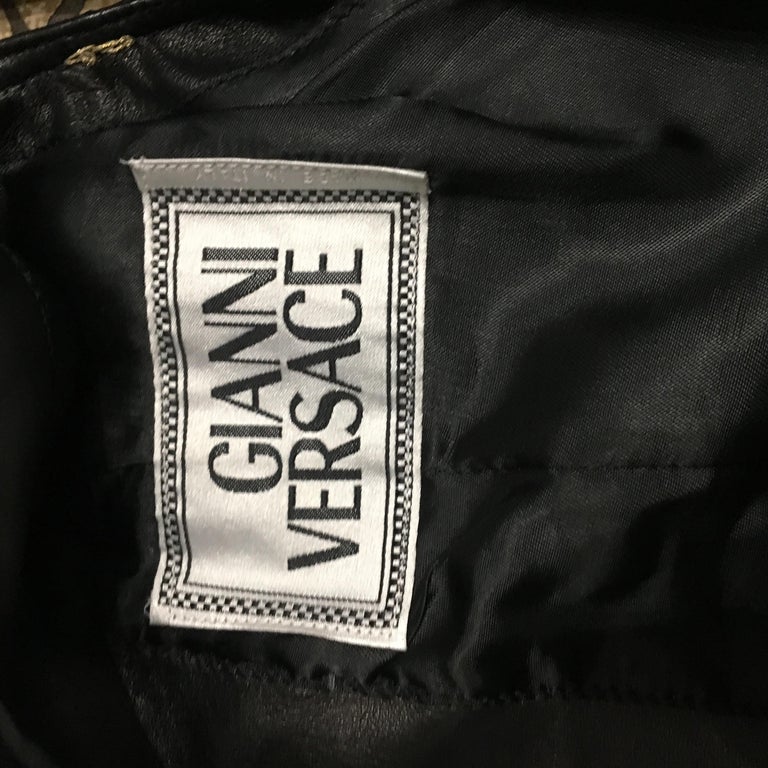 90's Versace Leather Suit (jacket and Skirt) with golden studs For Sale ...