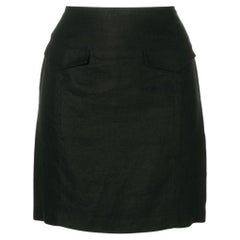 90s Versace Vintage Black linen fitted skirt