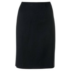 90s Versace Vintage black wool mini skirt with embossed pattern