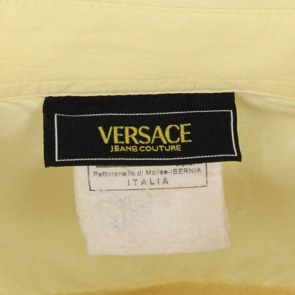 Yellow 90s Versace yellow cotton shirt For Sale