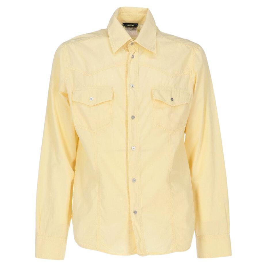 90s Versace yellow cotton shirt For Sale