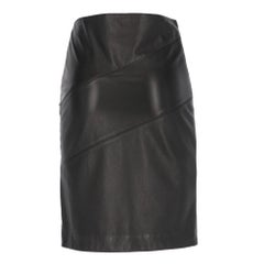 90s Versus by Gianni Versace Vintage black leather cut-out skirt