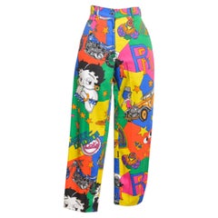 90's Vintage Betty Boop Colourful high waisted Rainbow Patterned Trousers