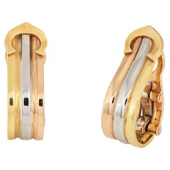 90s Vintage Cartier Doppia C Orecchini in oro 18k 3/4" a clip Firmato Gioielli