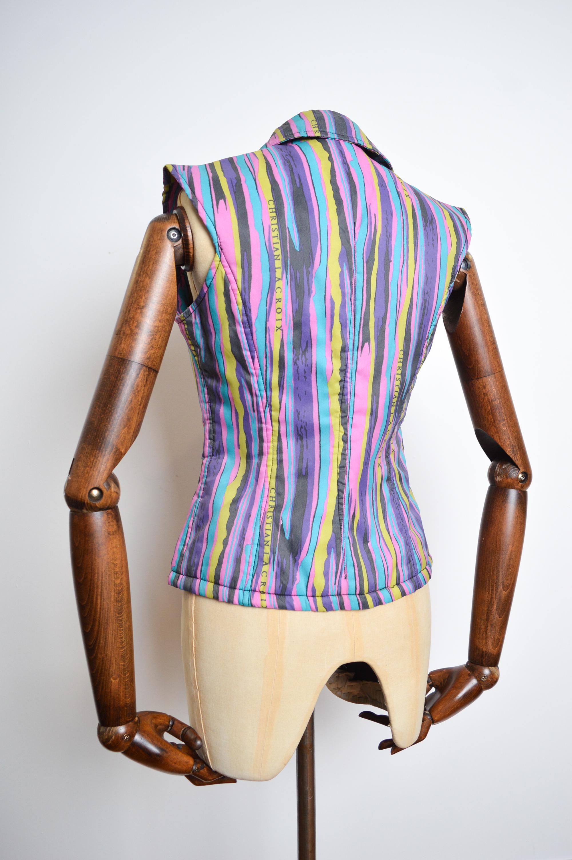 90's Vintage Christian Lacroix fitted Zip down sleeveless corseted gilet Jacket For Sale 5
