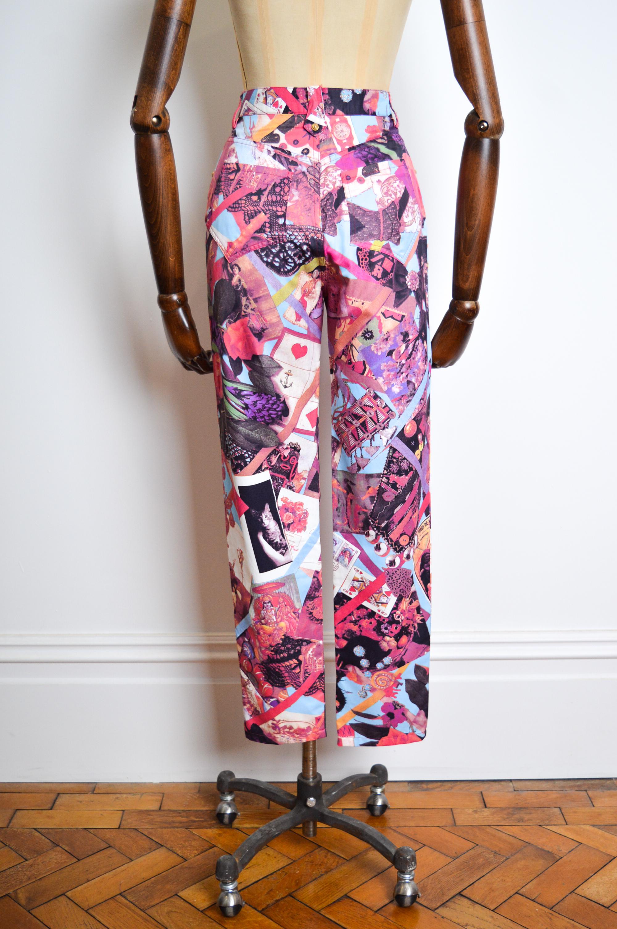90s Vintage Christian Lacroix Hot Pink High Waisted Photograph Print Jeans Pants 7