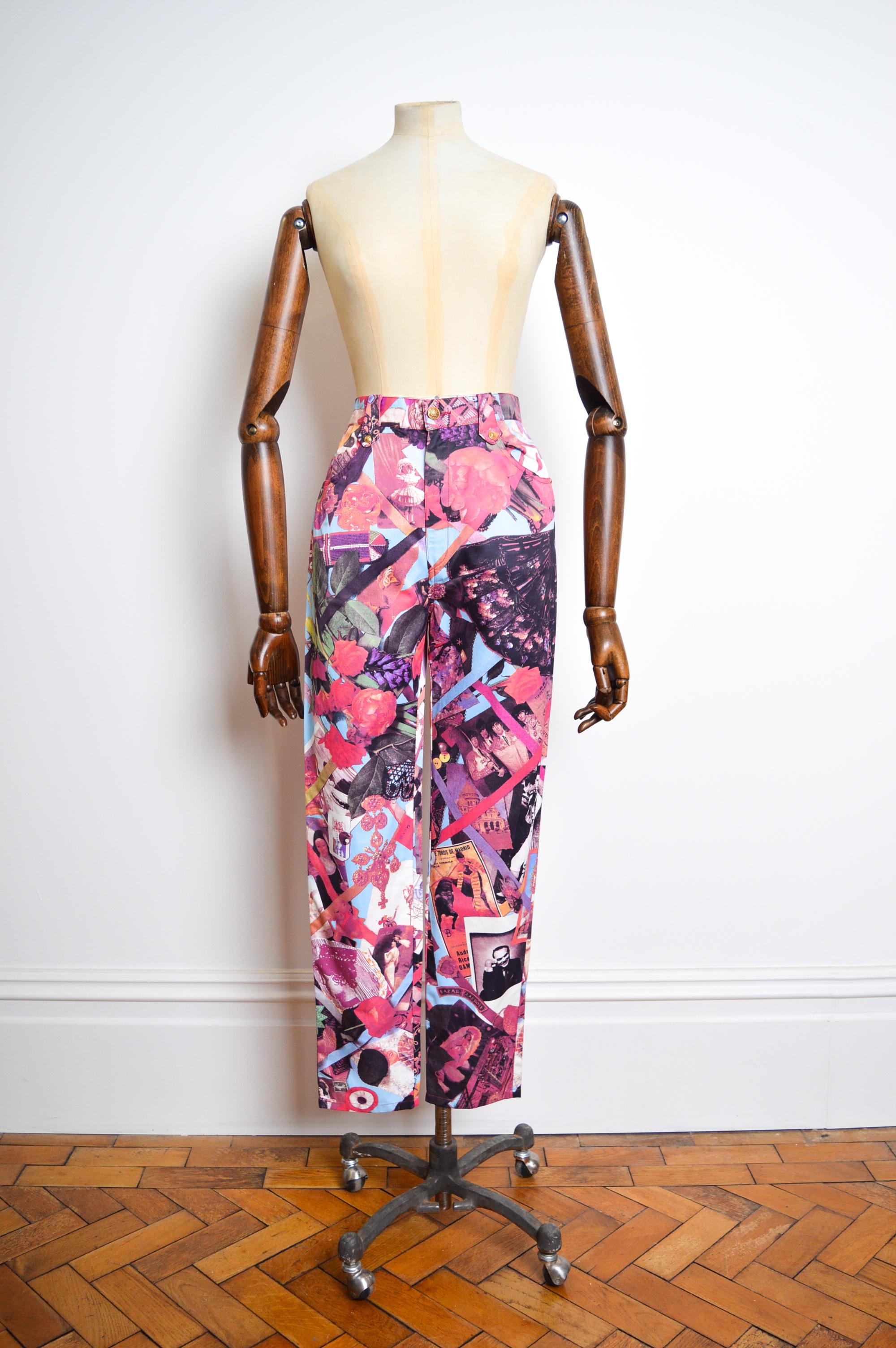 90s Vintage Christian Lacroix Hot Pink High Waisted Photograph Print Jeans Pants 2