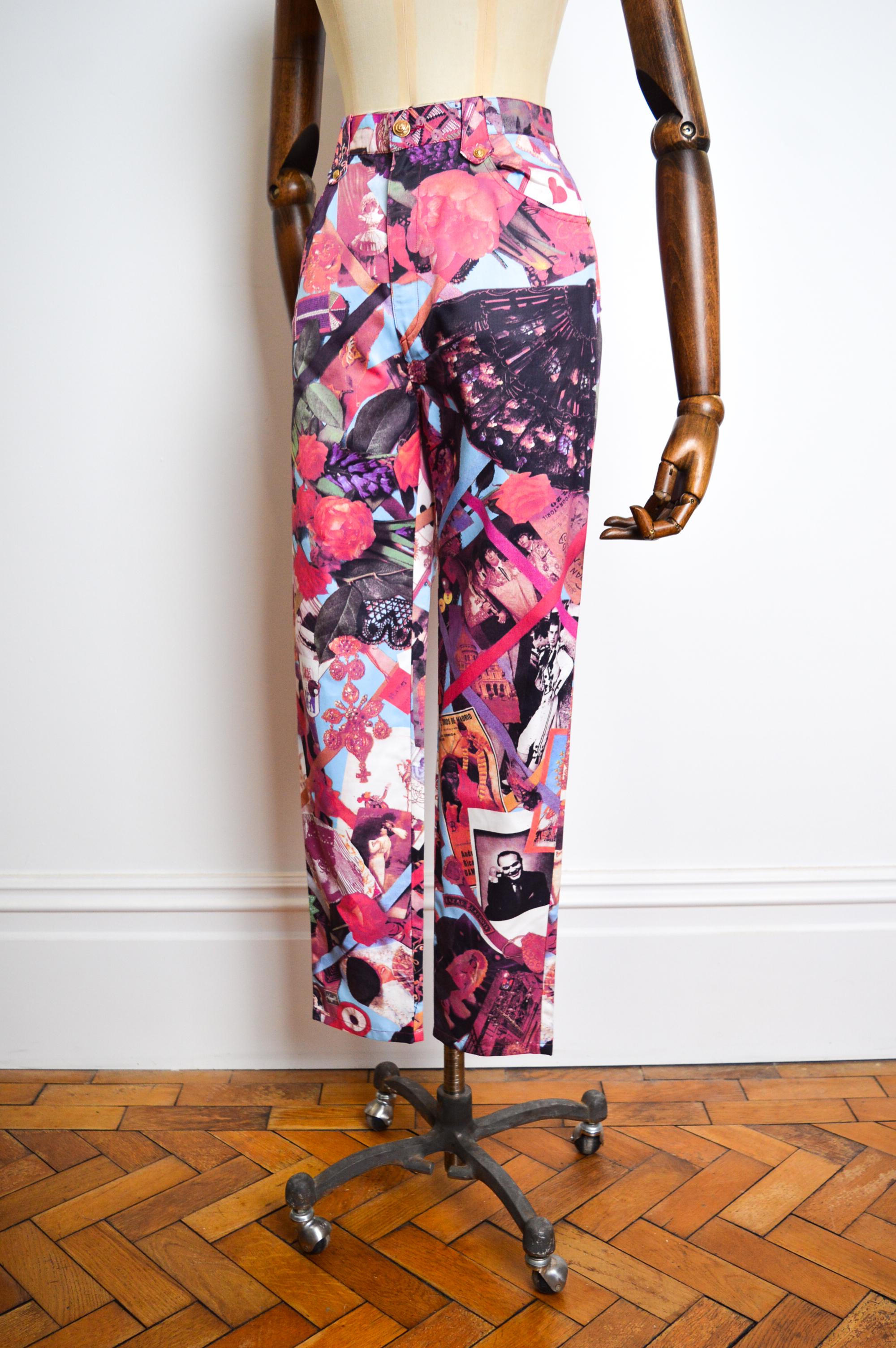 90s Vintage Christian Lacroix Hot Pink High Waisted Photograph Print Jeans Pants 5
