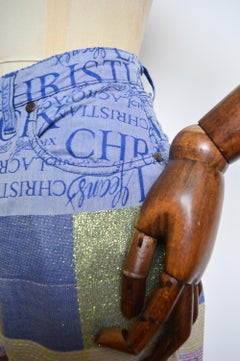 90's Vintage Christian Lacroix Jacquard Sparkly Lilac Green Monogram Jeans Pants