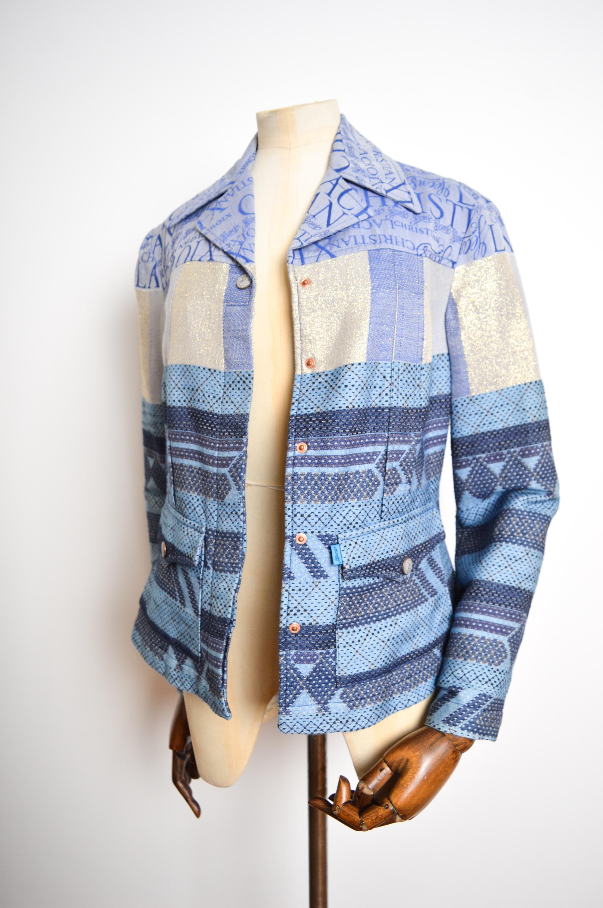 90's Vintage Christian Lacroix Sparkly Lamé Thread monogram Button down Jacket For Sale 7