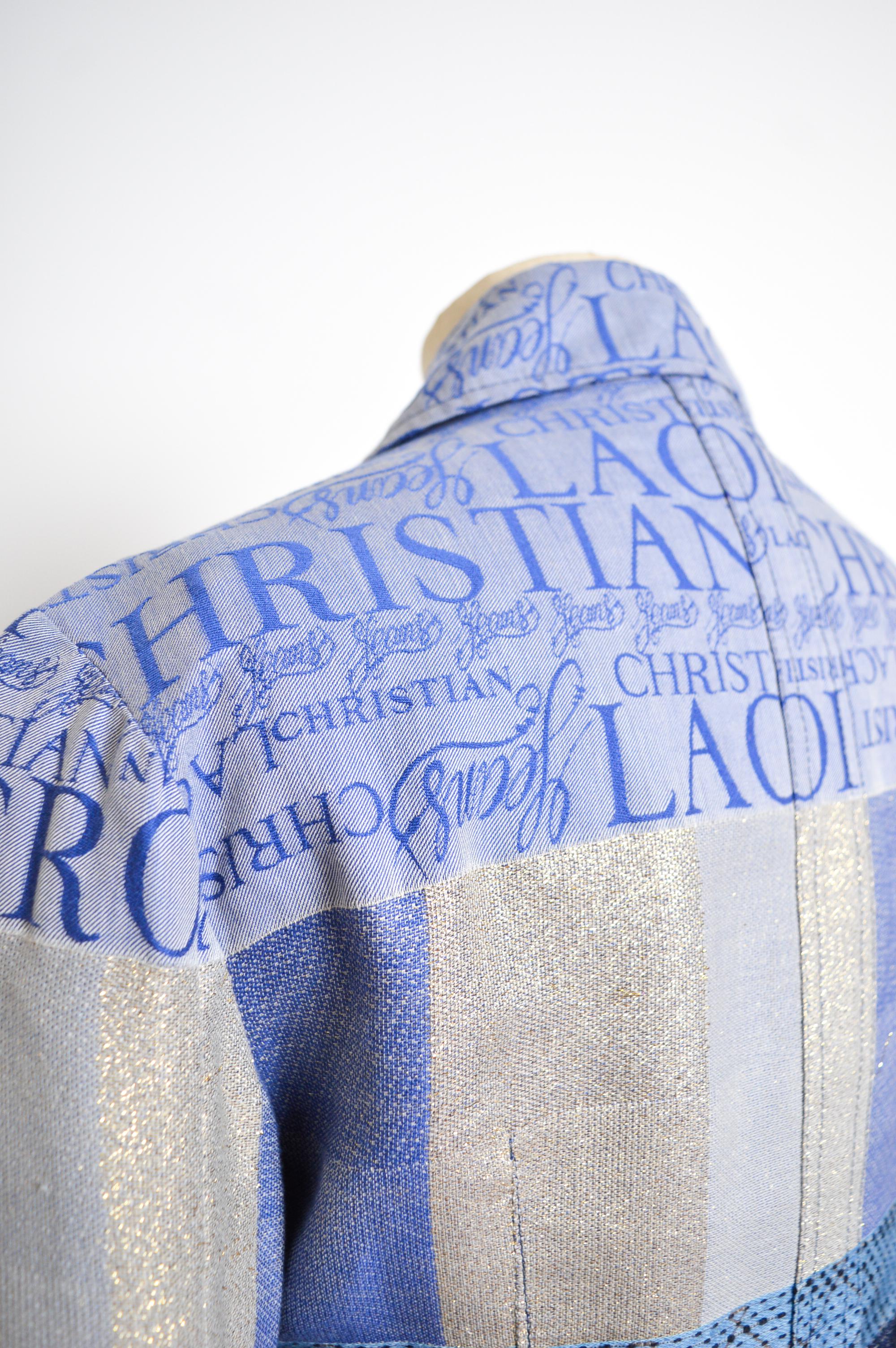 90's Vintage Christian Lacroix Sparkly Lamé Thread monogram Button down Jacket For Sale 8