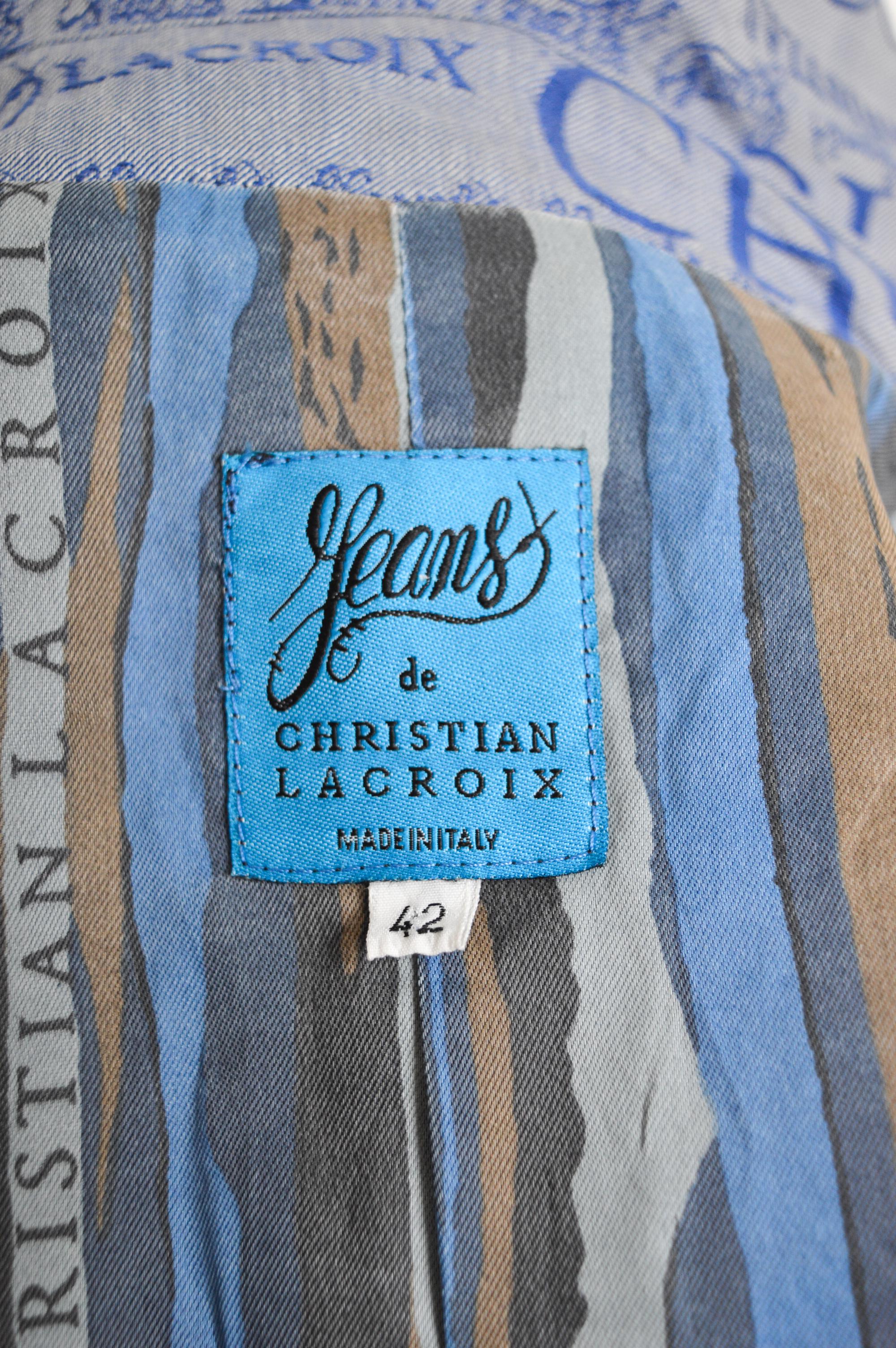 90's Vintage Christian Lacroix Sparkly Lamé Thread monogram Button down Jacket For Sale 1