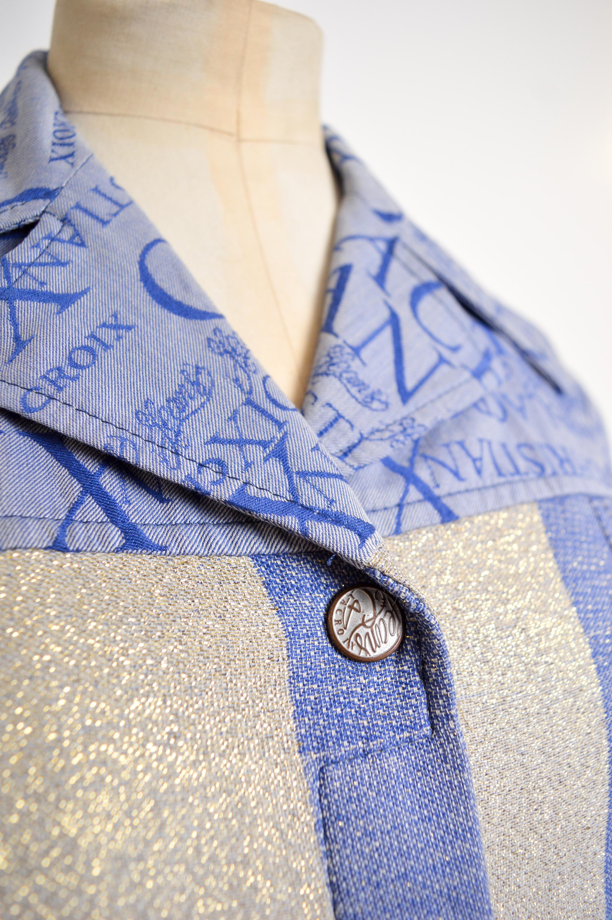 90's Vintage Christian Lacroix Sparkly Lamé Thread monogram Button down Jacket For Sale 5