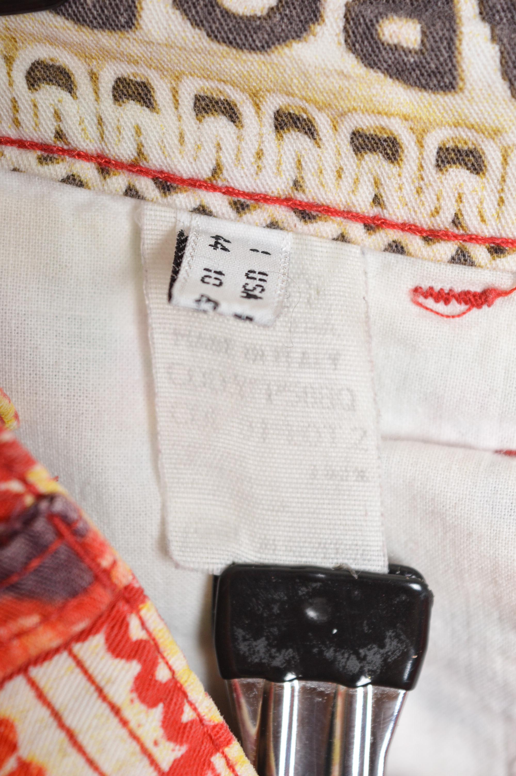 90s Vintage Franco Moschino Colourful abstract pattern High waisted Pants Jeans For Sale 8
