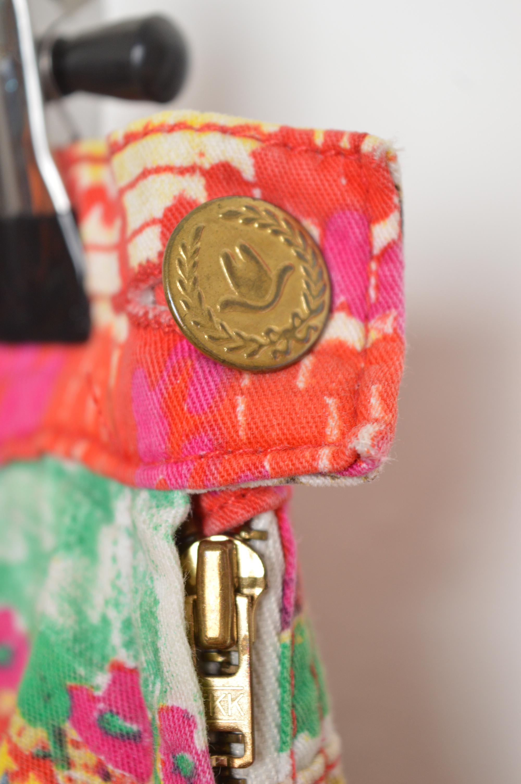 90s Vintage Franco Moschino Colourful abstract pattern High waisted Pants Jeans For Sale 3