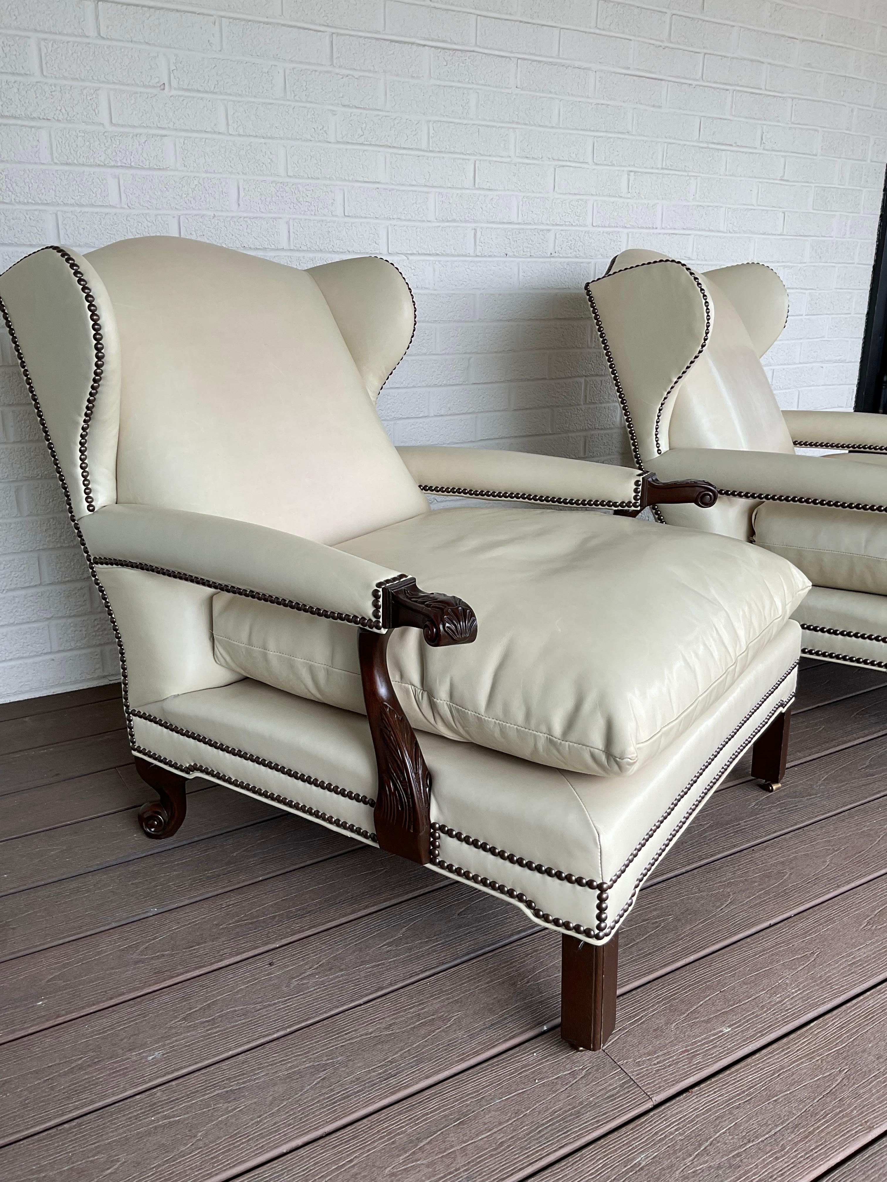 1990s Vintage Leather Club Chairs from Hickory Furniture  3