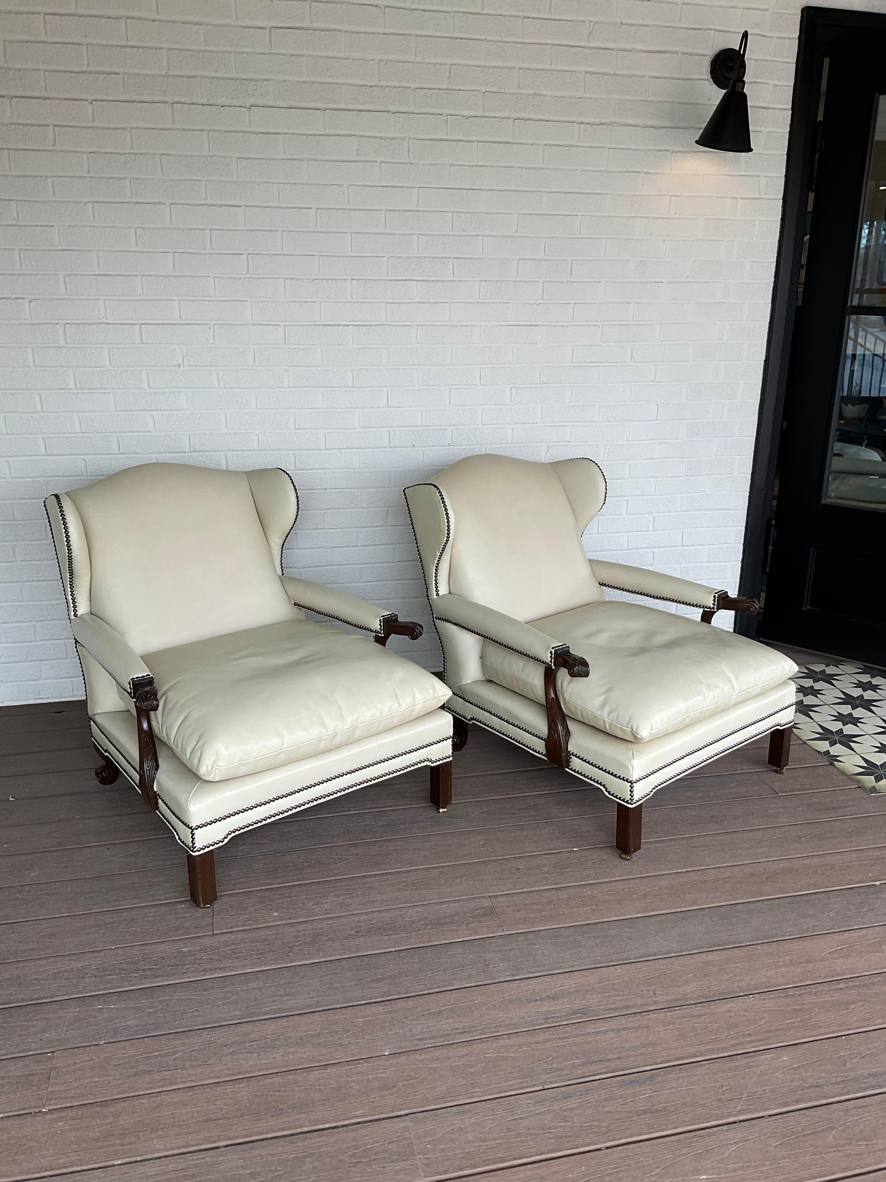 1990s Vintage Leather Club Chairs from Hickory Furniture  6