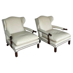 1990s Vintage Leather Club Chairs from Hickory Furniture 