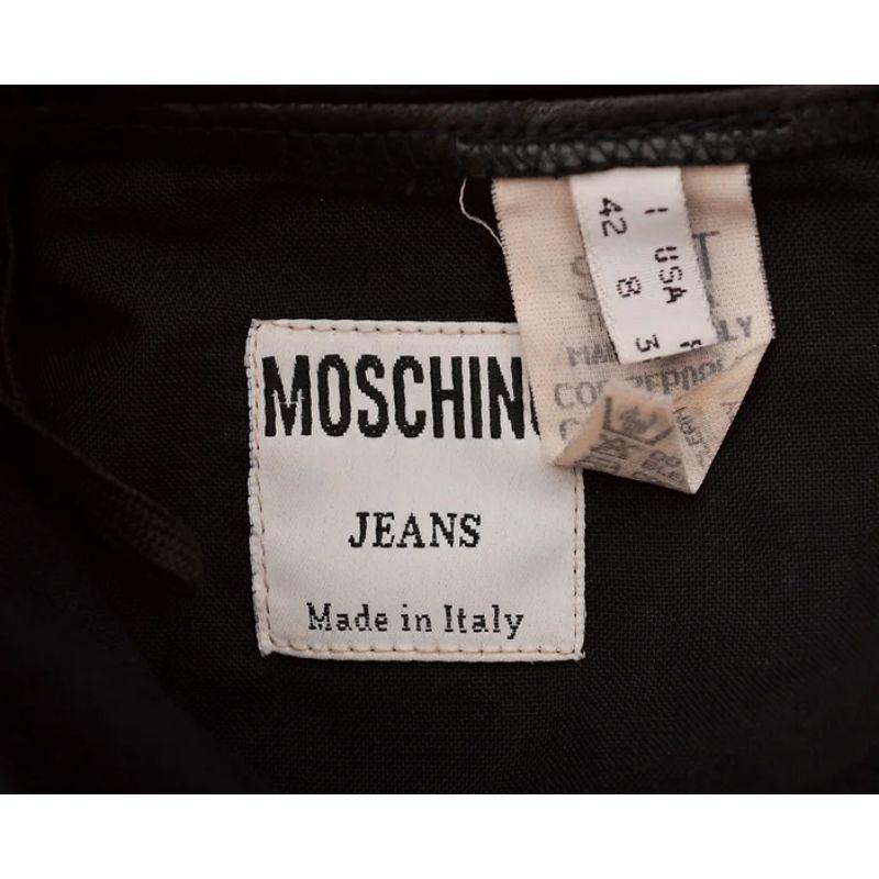90's Vintage Moschino Faux Leather Shiny Black latex High Waisted Pants Trousers For Sale 5