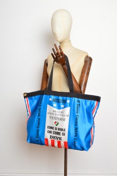 90's Vintage Moschino Italian Slogan Large Shoulder Shopper Tote Bag