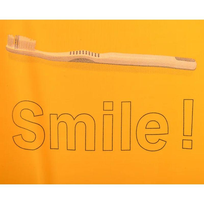 90's Vintage Moschino Smile ! Yellow Toothbrush fitted Baby Tee T Shirt In Fair Condition For Sale In Sheffield, GB