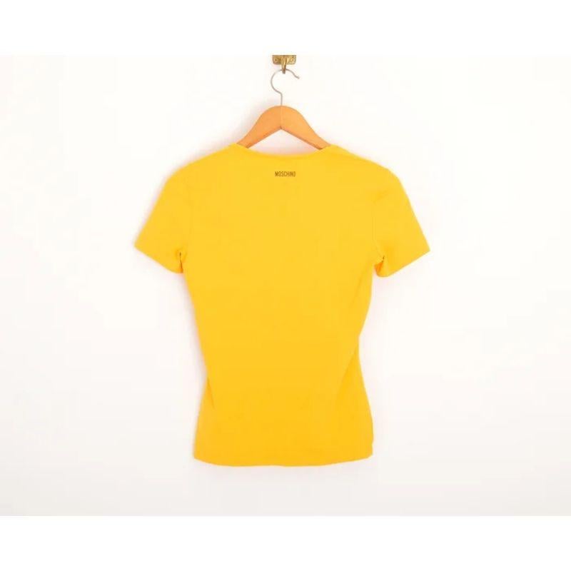 90's Vintage Moschino Smile ! Yellow Toothbrush fitted Baby Tee T Shirt For Sale 1