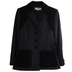 90's Vintage Yves Saint Laurent Rive Gauche Wool and VelvetJacket FR 40