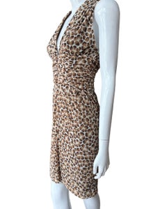 Vestido halter de malla con estampado animal de Vivienne Tam de los años 90, talla S