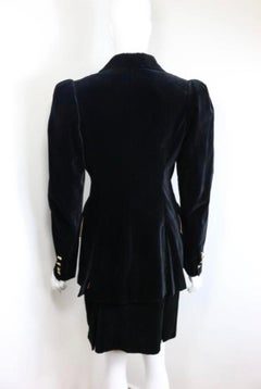 90s Vivienne Westwood black velvet double breasted and skirt ensembles
