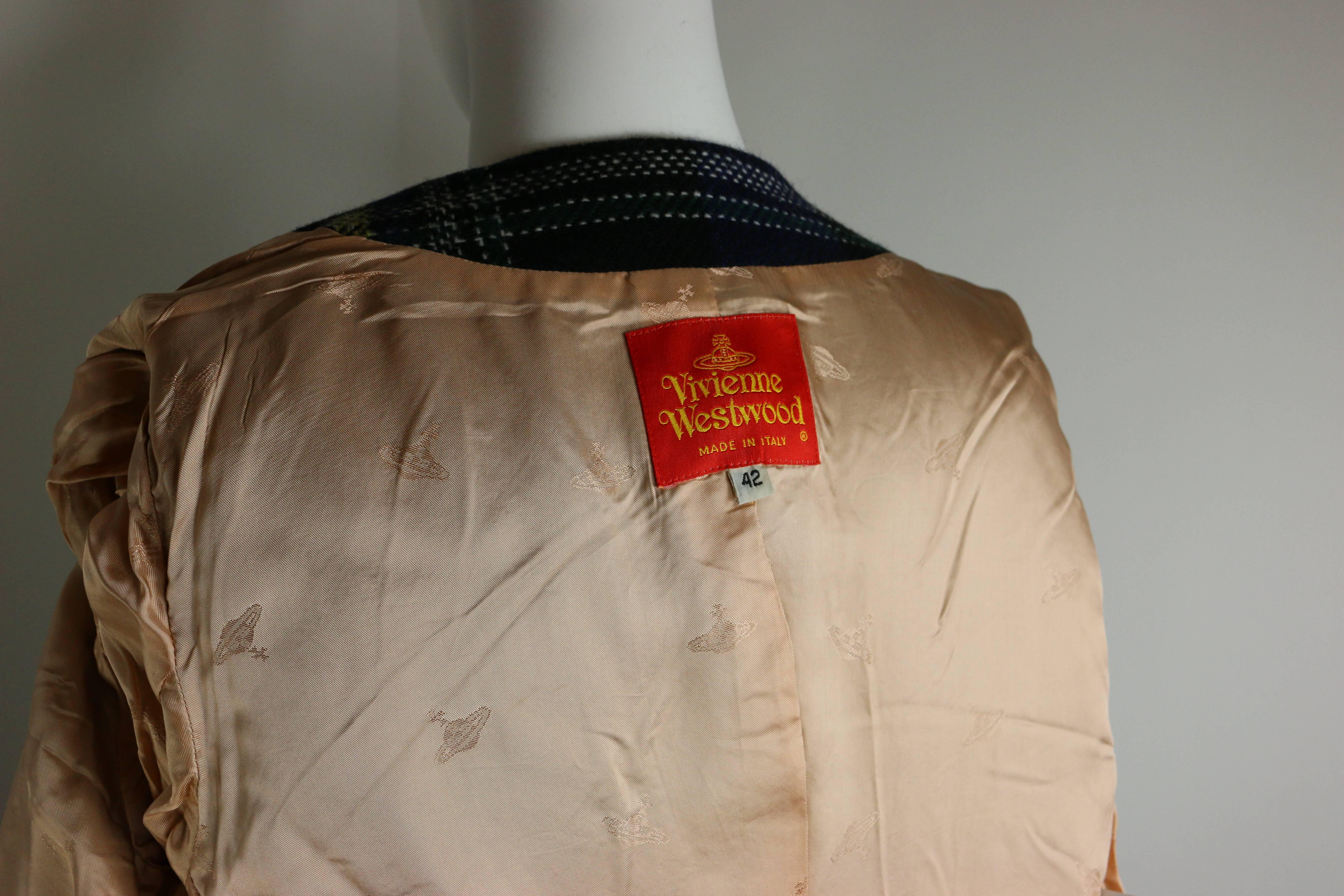 Ikonischer Vivienne Westwood Navy Wool Tartan Anzug im Angebot 6