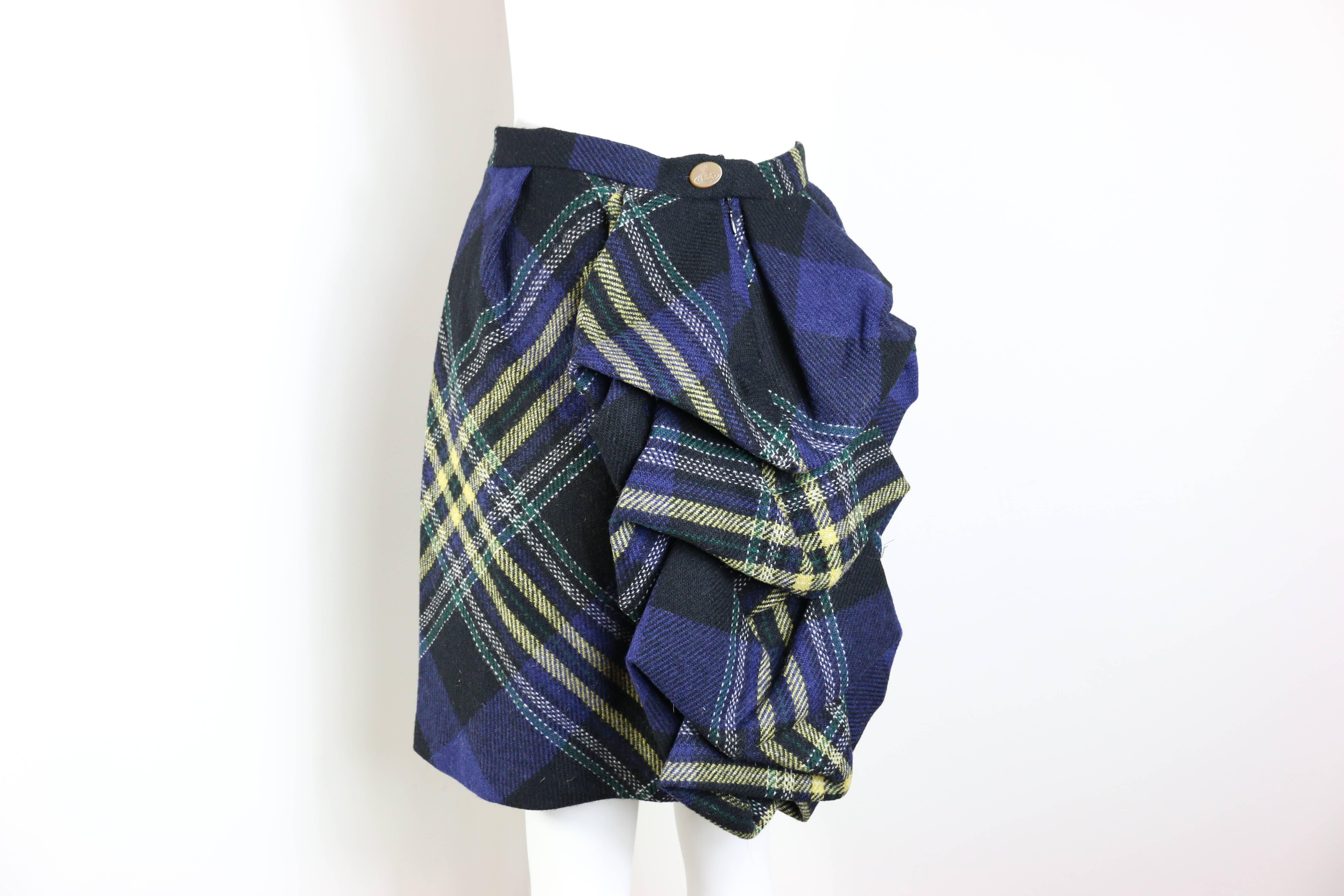 Ikonischer Vivienne Westwood Navy Wool Tartan Anzug im Angebot 5