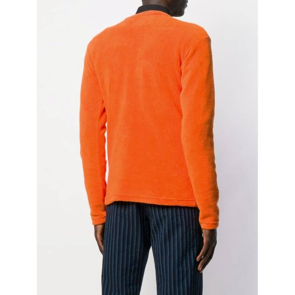 90s Walter Van Beirendonck Vintage orange teddy hoodie For Sale 1