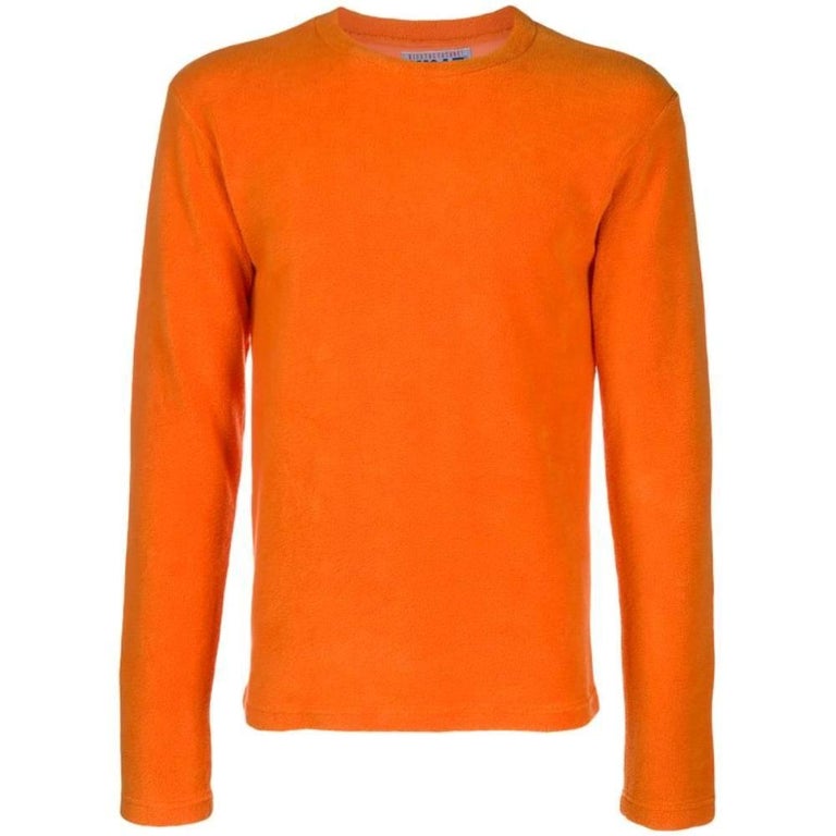 90s Walter Van Beirendonck Vintage orange teddy hoodie For Sale at 1stDibs